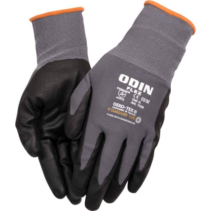 Odin Flex Halvdyppet nitrilhandske str 8 sort polyester, nitril