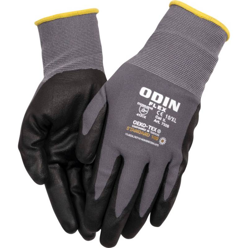 Odin Flex Halvdyppet nitrilhandske str 10 sort polyester, nitril