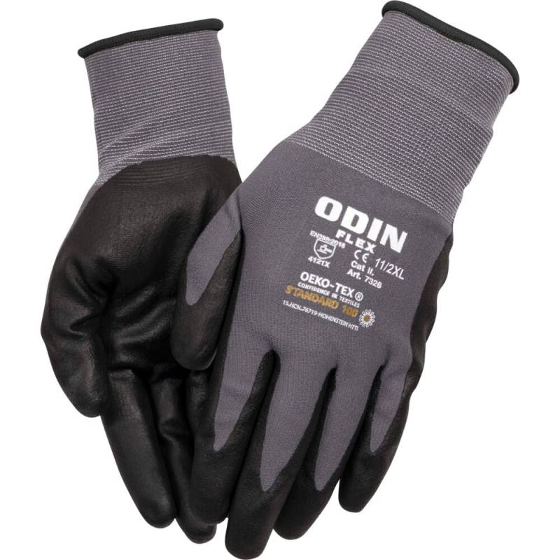 ODIN Flex Fingerdyppet nitrilhandske str. 11 nitril/polyester lycra overh&aring;nd gr&aring;