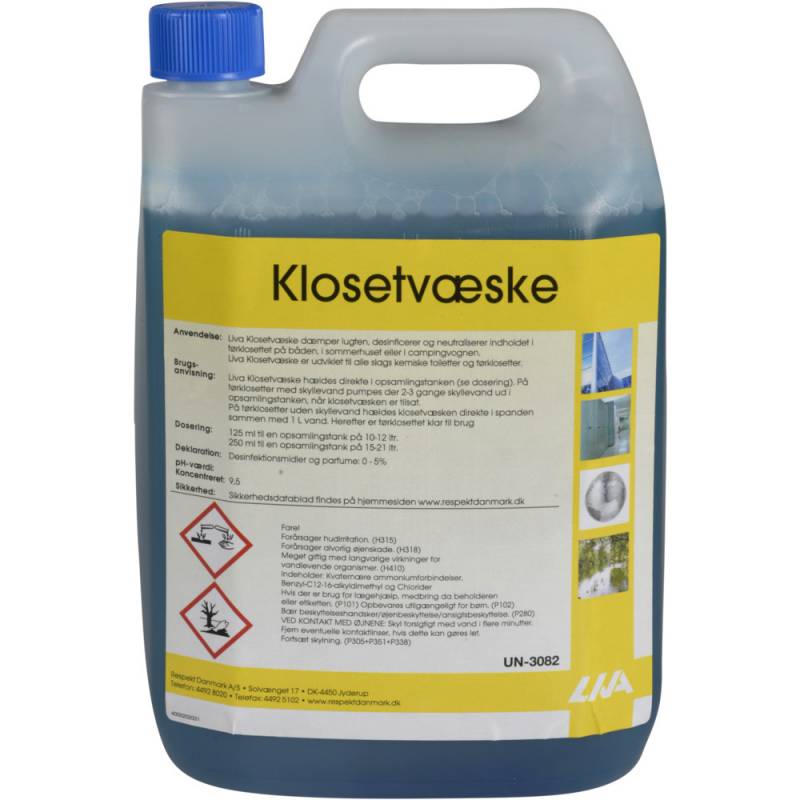 Liva Klosetvæske uden formalin velduftende 2,5 liter blå