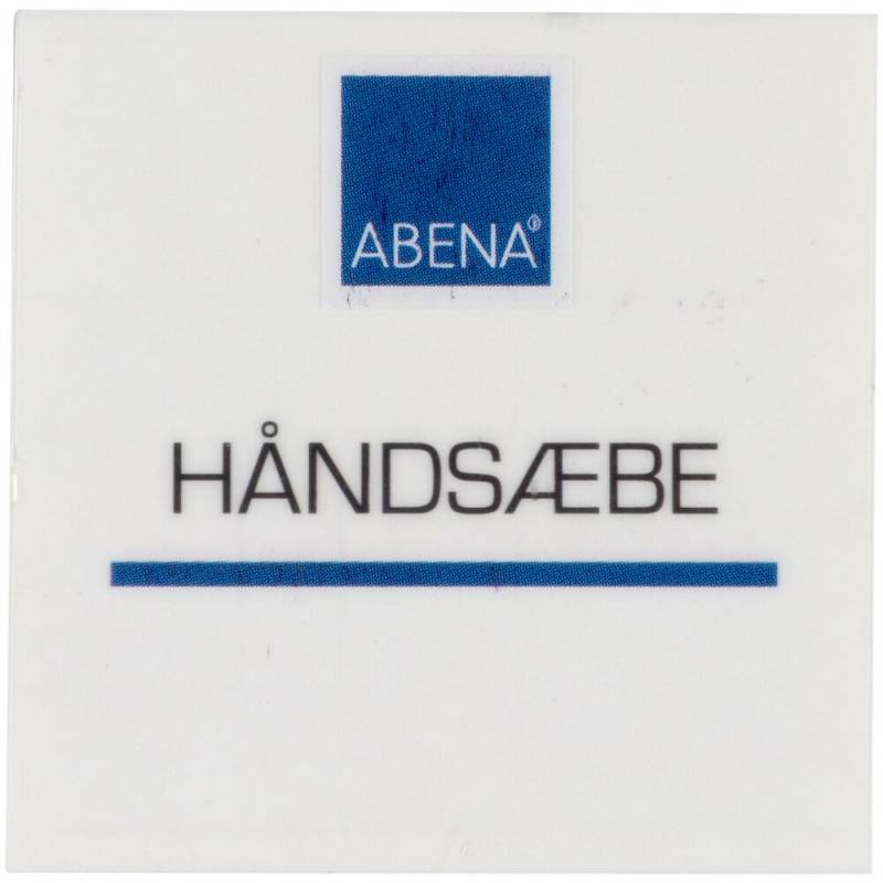 Label til dispenser 4x4cm håndsæbe hvid-blå