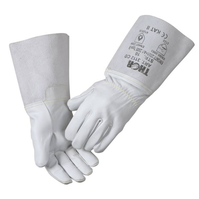 THOR Tig gedeskindshandske str.9 tigsvejse hvid