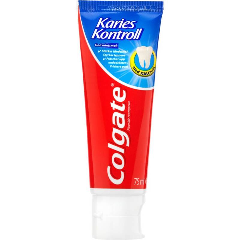 Colgate Karies Kontrol tandpasta 75ml ståtube 1450 ppm hvid