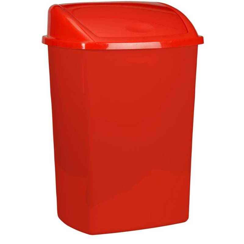 Affaldsspand 15 liter med svinglåg til gulv eller væg i plast rød