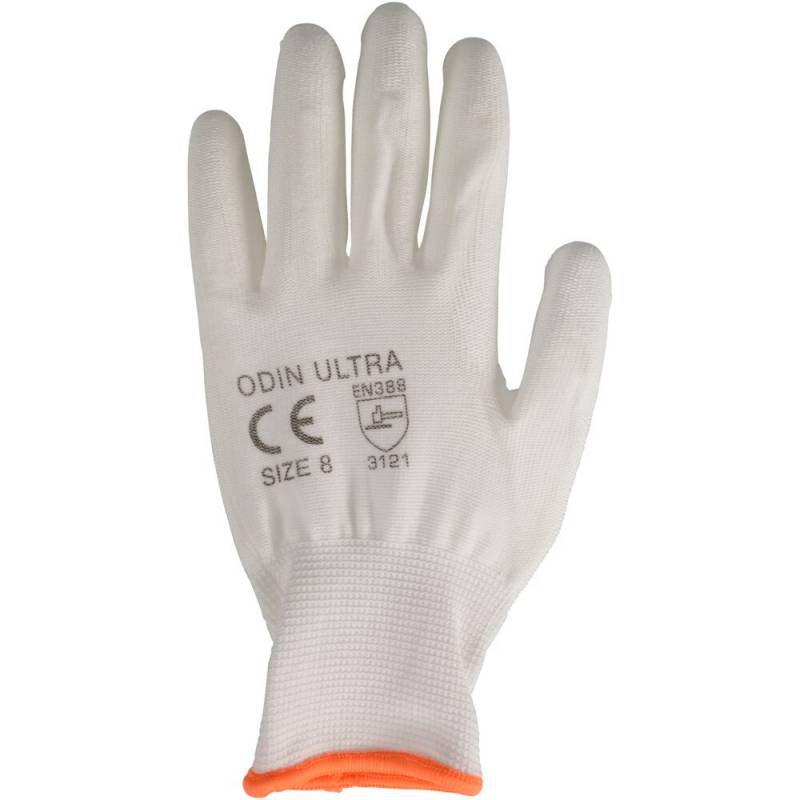 ODIN Ultra fingerdyppet PU handske Str. 7 PU hvid