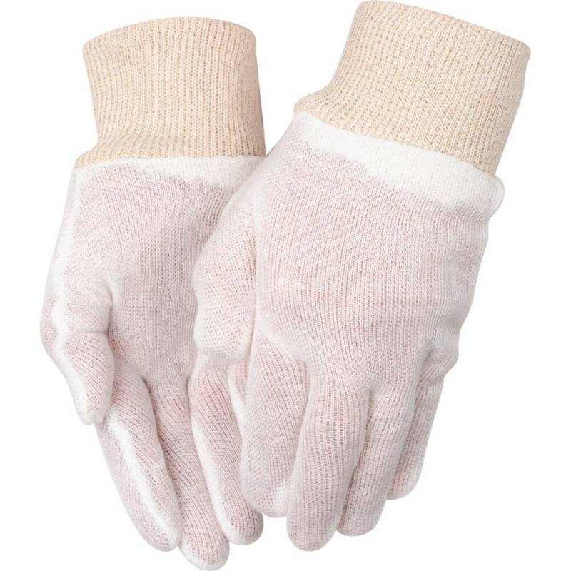Tekstil handske str.10 bomuld/polyester med manchet interlock natur