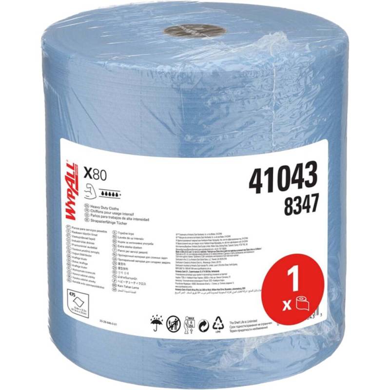 Kimberly-Clark Wypall X80 industriaftørring 1-lags blå 41043-8347