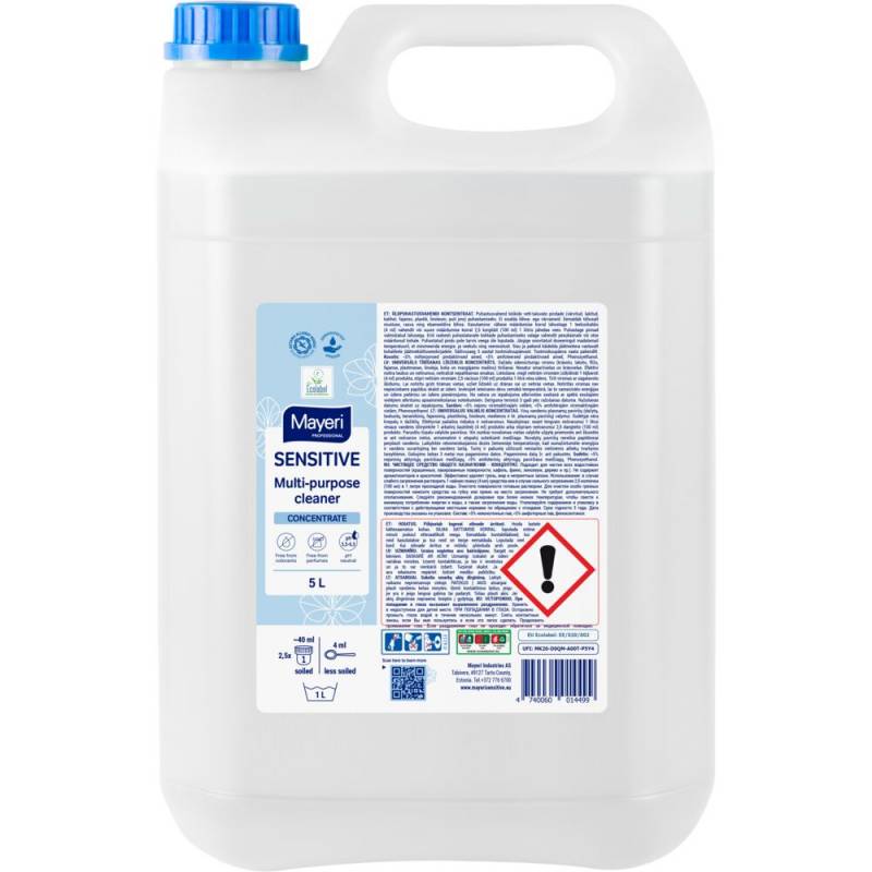 Mayeri Sensitive Universalrengøring 5 liter uden farve og parfume