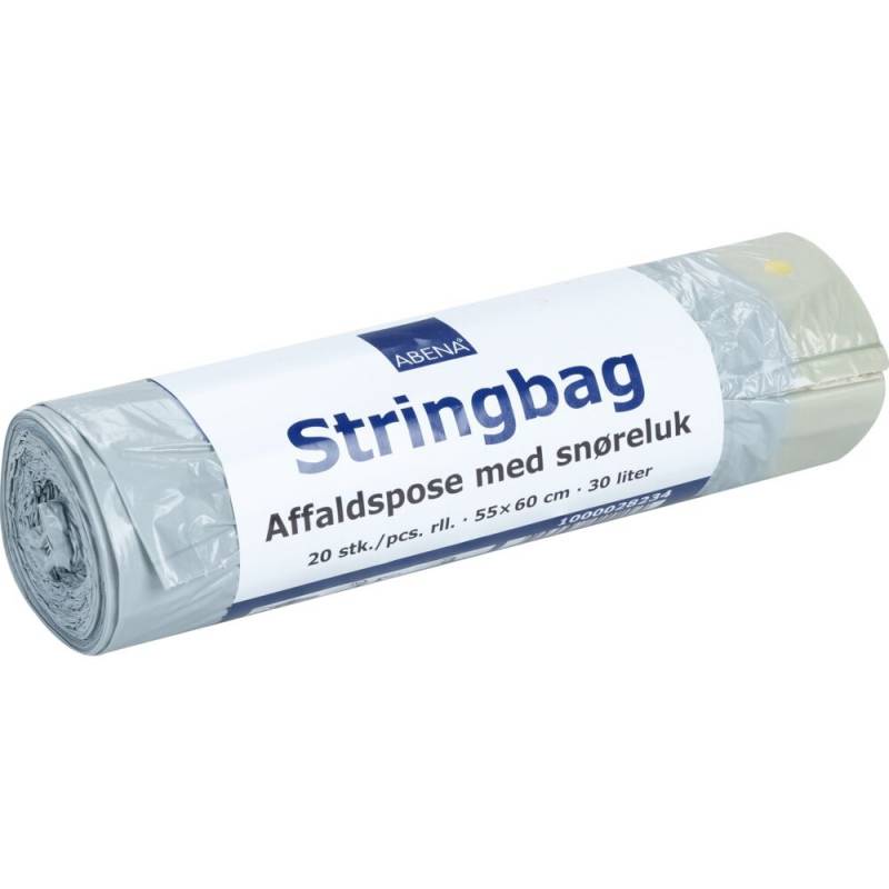 Affaldspose med snøreluk 30 liter LDPE 55x60 grå