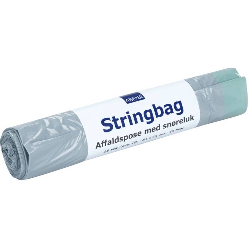 Affaldspose med snøreluk 50 liter LDPE 65x75 grå