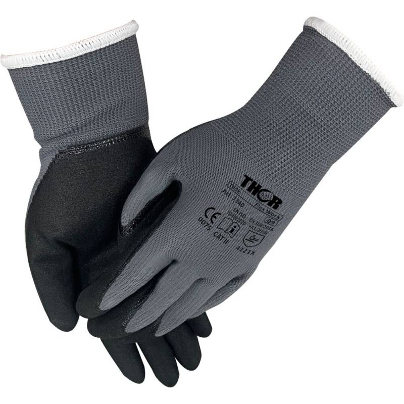THOR Flex Work Fingerdyppet nitrilhandske Str. 10/XL nitril/polyester sort