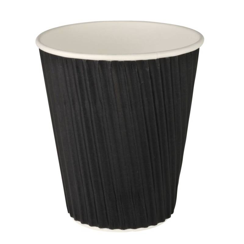 Kaffebæger 11cm Ø9cm 40cl pap/PE 12 oz ripple wall light sort