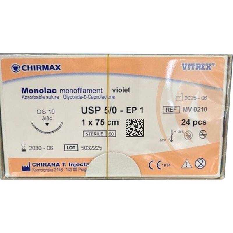 Monolac Sutur 75cm, USP 5/0 DS 19mm resorberbar violet steril engangs