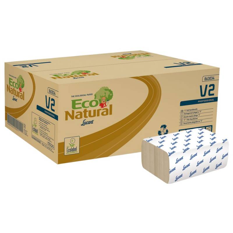 Lucart h&aring;ndkl&aelig;deark T3 Natural 2-lags 21x21x10,50cm V-Fold sand