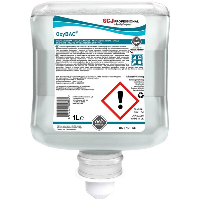 SC Johnson antibakteriel skumsæbe OxyBAC 1000 ml uden parfume
