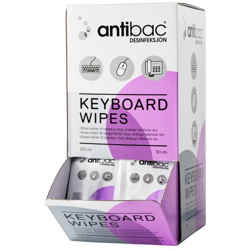 Antibac Wipes 4 ml til desinfektion af keyboard