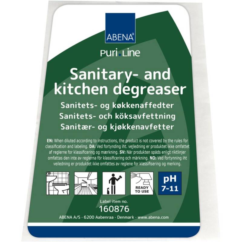 Puri-Line etiket til Sanitetsrengøring alkalisk/affedtende selvklæbende