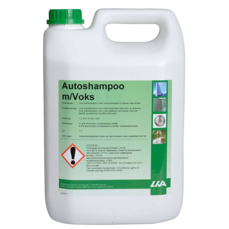Liva autoshampoo til manuel vask 5 liter med voks, pH 7,5