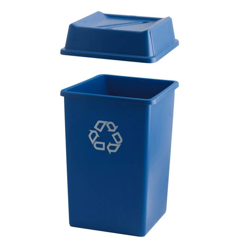 Rubbermaid affaldsspand rektangulær til kildesortering 132 liter blå