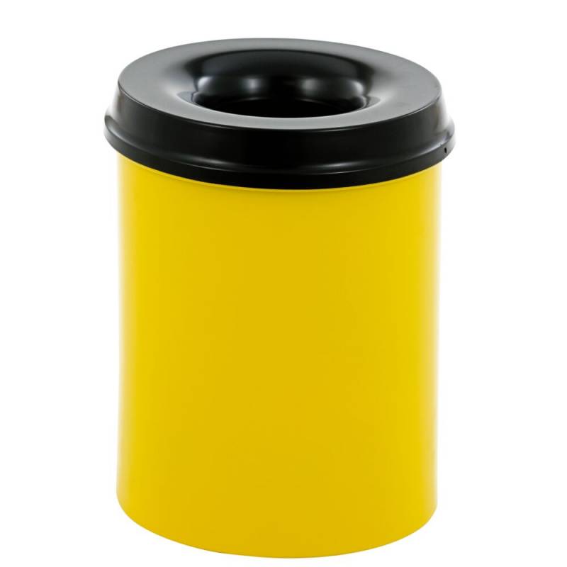 Affaldsspand til indendørs brug selvslukkende gul og sort 15 l