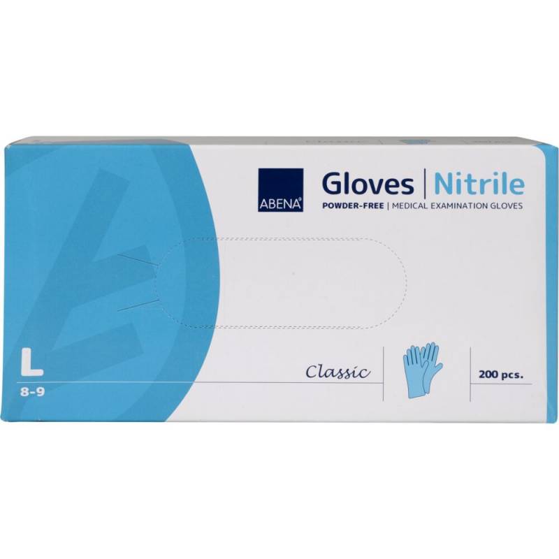 Classic nitril undersøgelseshandske L pudderfri blå