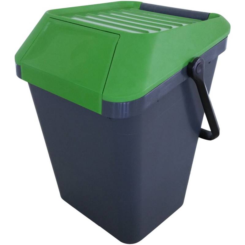 EasyMax stabelbar affaldsspand 45 liter grå med grønt låg