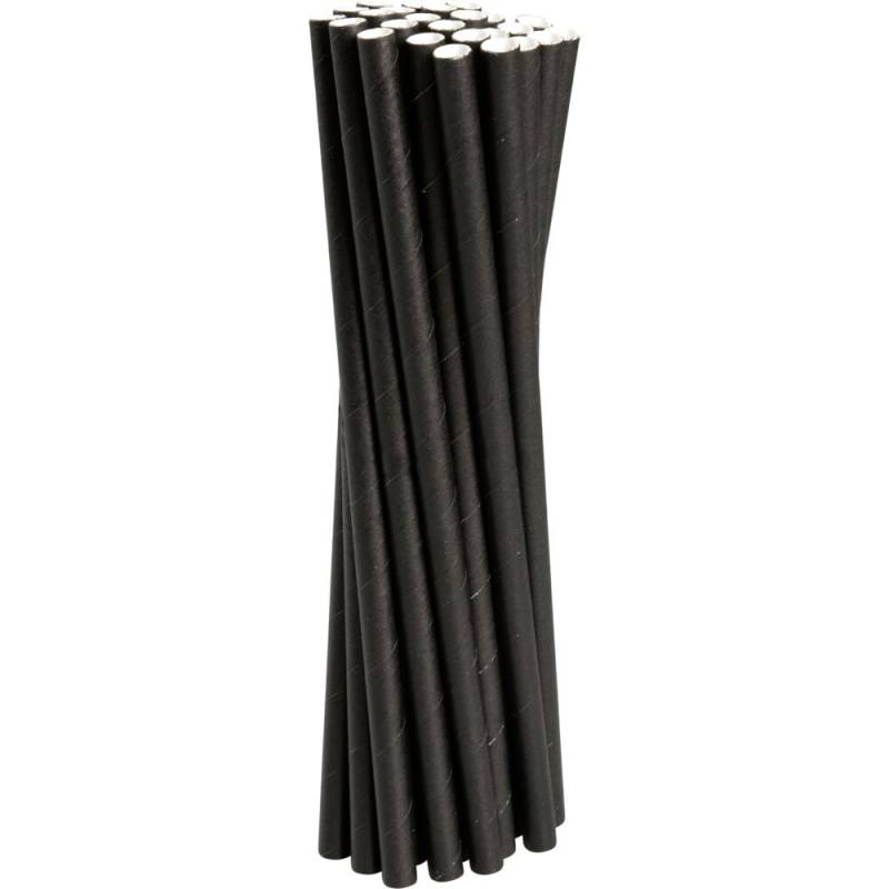 Sugerør 25cm Ø12mm papir sort
