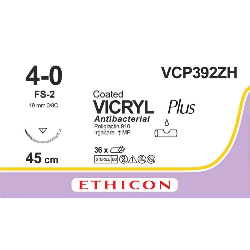 Vicryl Plus sutur 45cm violet 4-0 FS-2 nål steril VCP392ZH