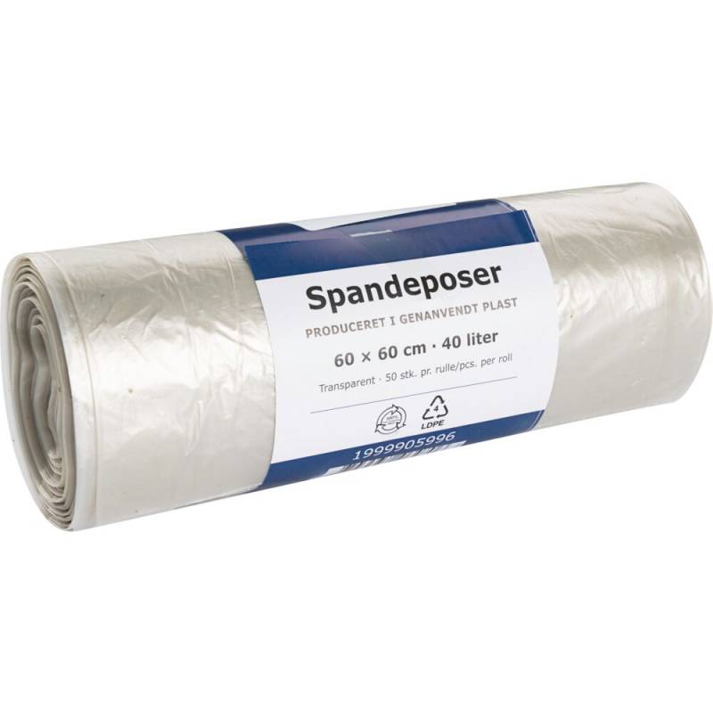 Spandepose 40 liter LDPE/recycle 60x60cm 100% genanvendt klar
