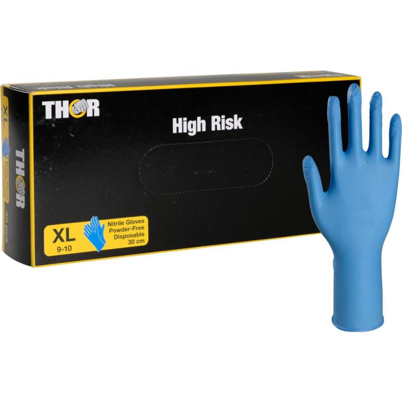 THOR High Risk engangshandske XL nitril pudderfri blå