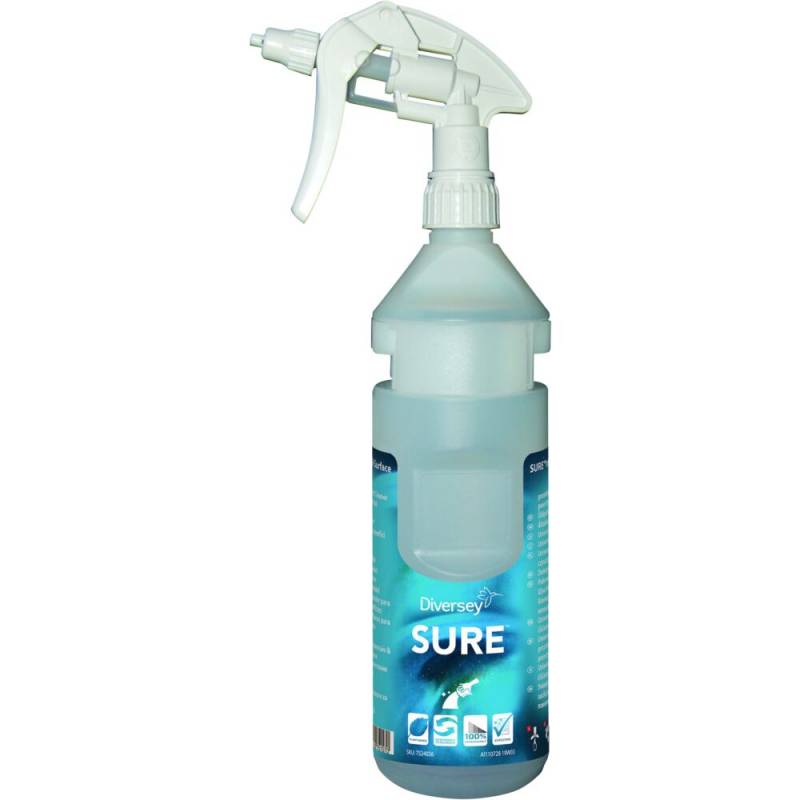 Diversey bruseflaske 750 ml til Sure Interior & Surface Cleaner hvidt brusehoved