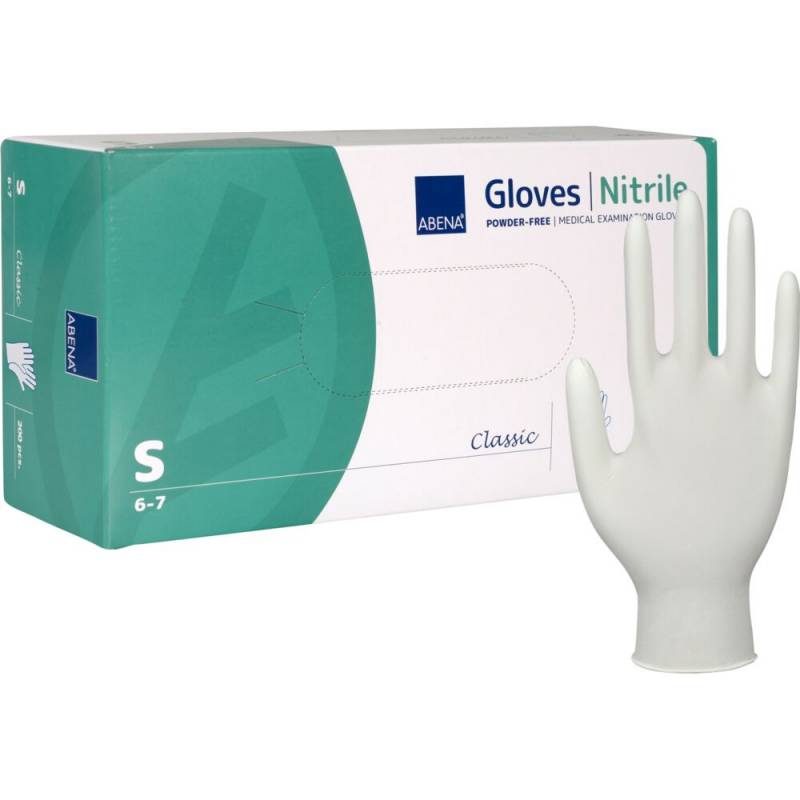 Unders&oslash;gelseshandske Classic S nitril pudderfri hvid