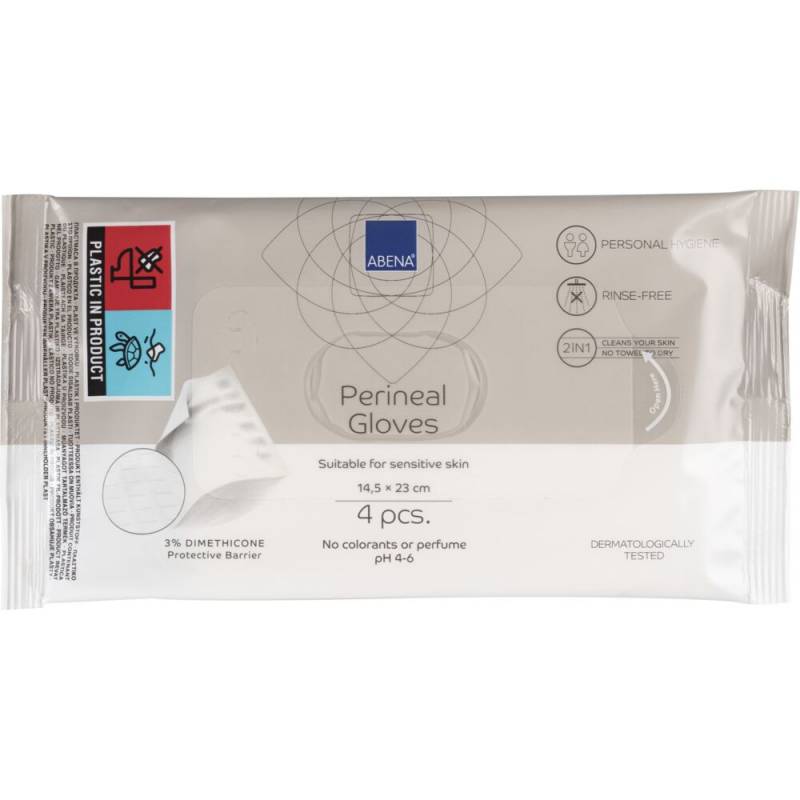 Perinealhandske 23x14,5cm uden farve og parfume 4stk
