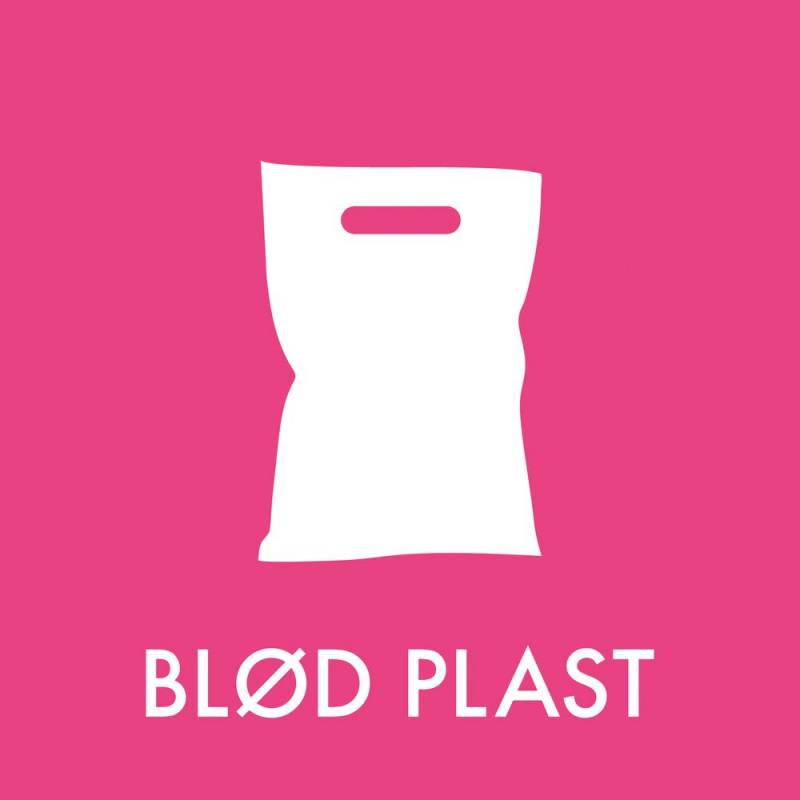 Piktogram 6x6cm selvklæbende folie med tekst, BLØD PLAST