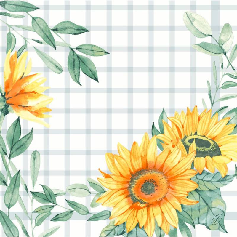 Dunisoft middagsserviet Sunflower Day 1/4 fold 40x40cm hvid