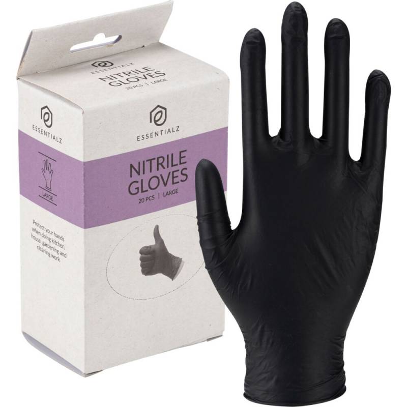Essentialz engangshandske str. XL nitril pudderfri sort 20 stk