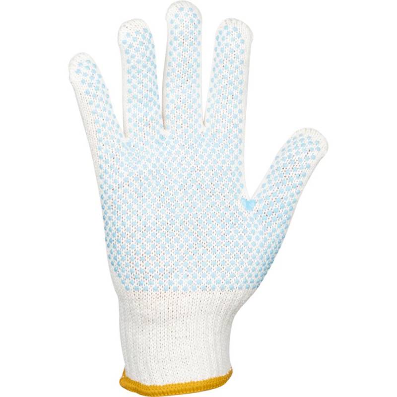 Tekstil handske st.9 bomuld/polyester/PVC med knopper hvid