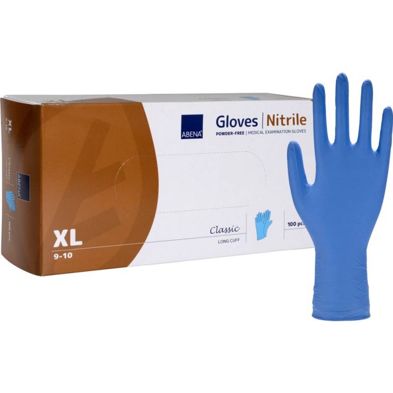Lang undersøgelseshandske Classic XL nitril pudderfri blå