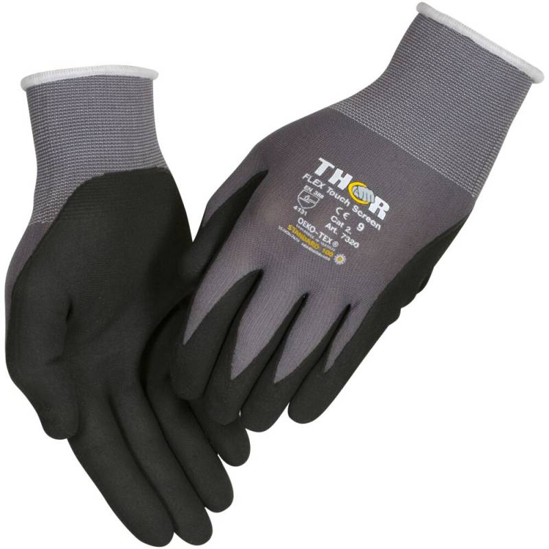 Thor Flex Fingerdyppet nitrilhandske str. 8 nitril/polyester sort