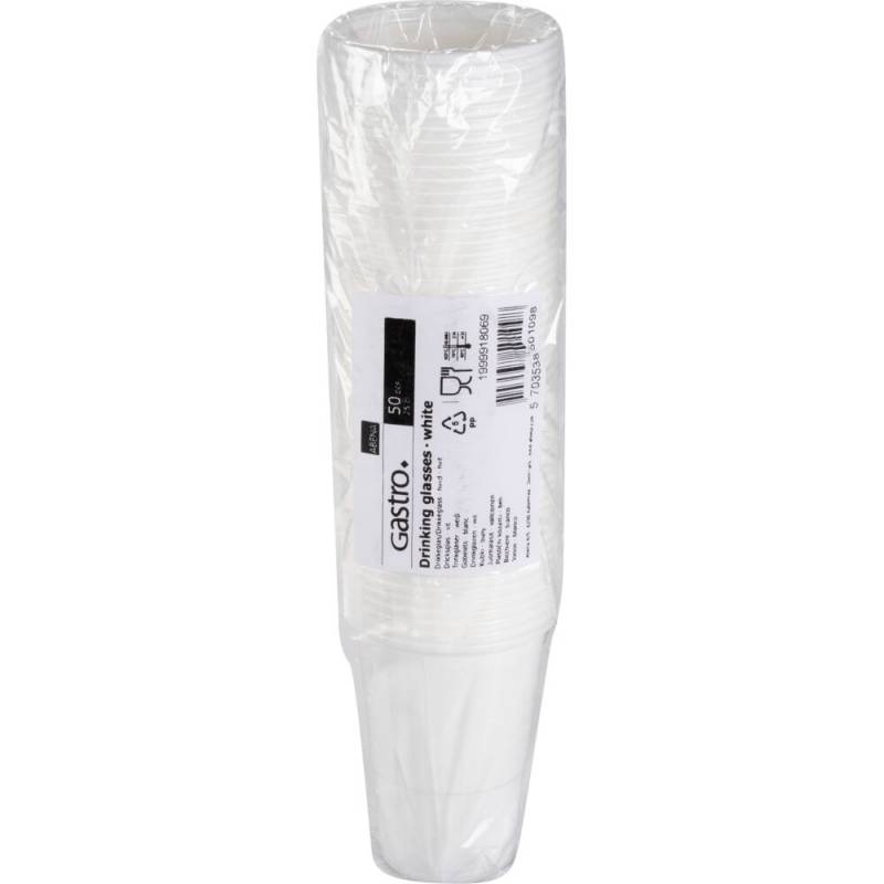 Drikkeglas automatbæger 10,1cm Ø7,8cm 25cl 30cl PP hvid