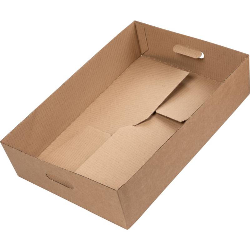 Transportkasse 50,7x35x11,8cm pap 1-rums lille med håndtag brun