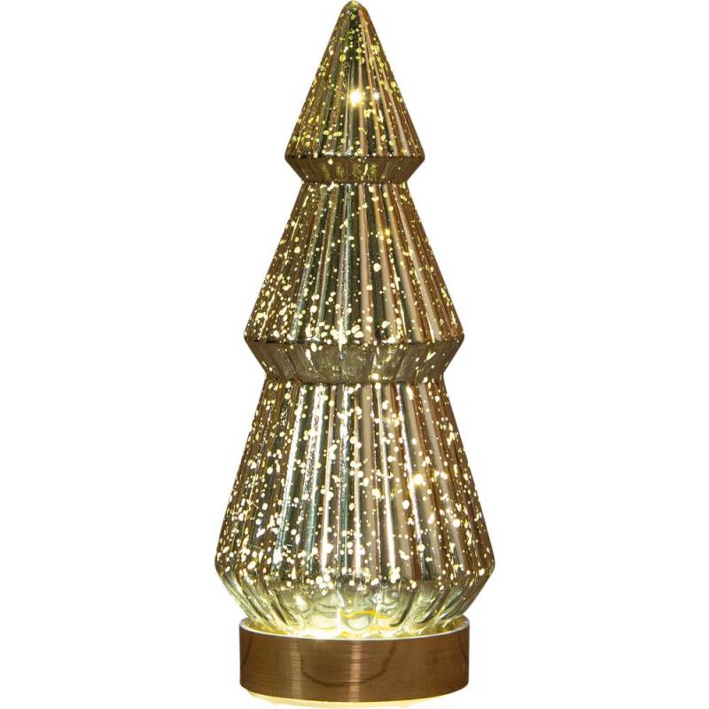 Led juletræ 10x23,5cm glas med 10 LED lys guld