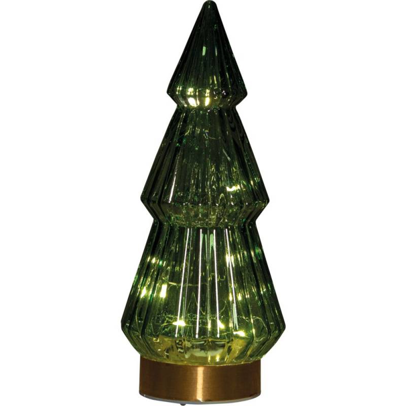 Led juletræ 10x23,5cm glas med 10 LED lys grøn