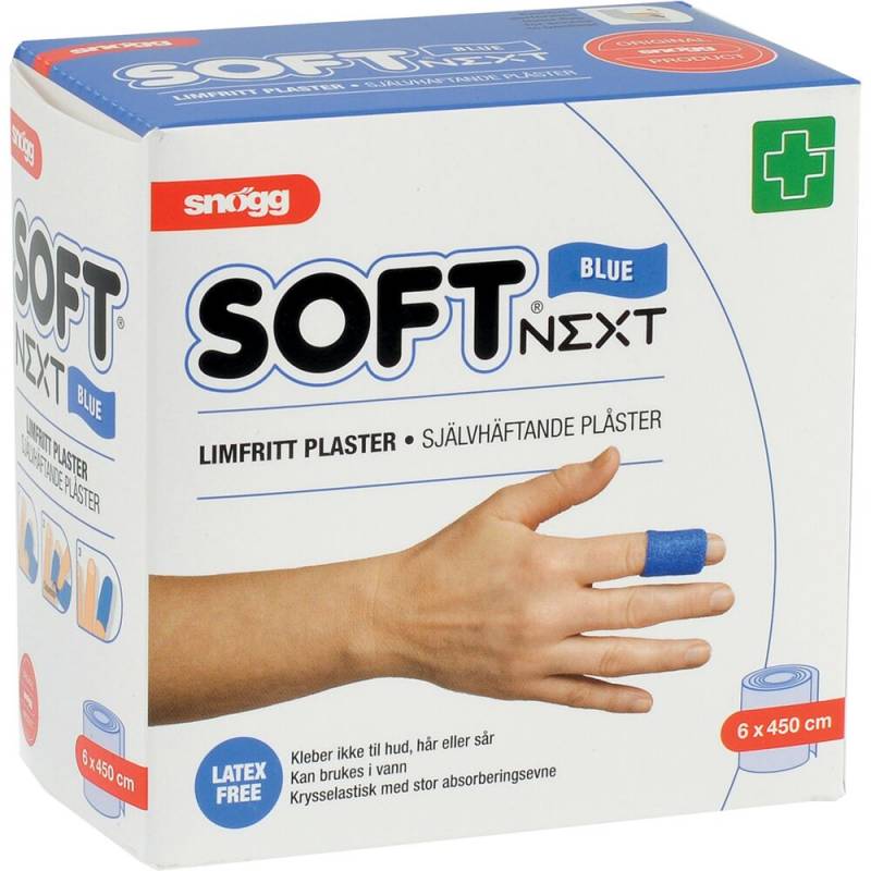 Snøgg Skumforbinding limfrit plaster Soft Next 4,5mx6cm blå