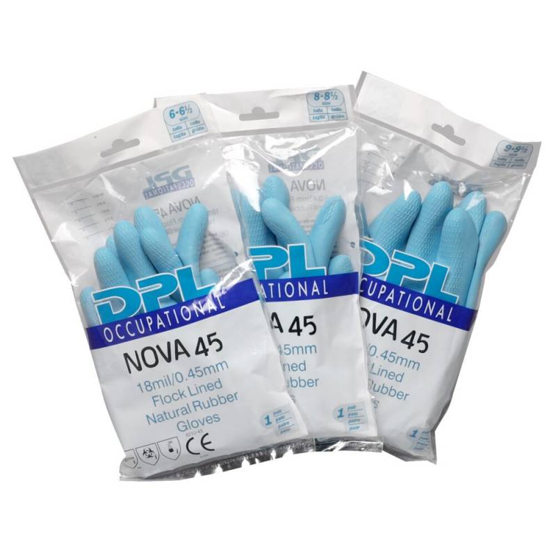 DPL Latexhandske Nova 45 str L indvendig velourisering bl&aring;