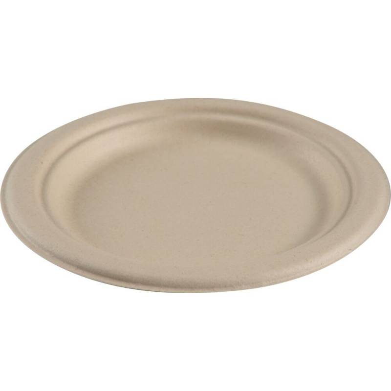 Miljøtallerken Ø18cm bagasse/sukkerrør komposterbar natur