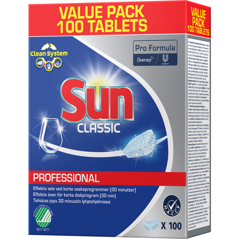 Sun Professional Classic opvasketabs uden klor 100stk