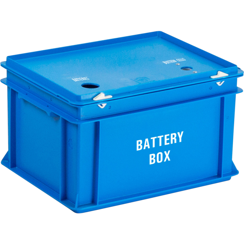 Risikoaffald batterikasse 2-rums 30x40x23,5cm 20 liter blå