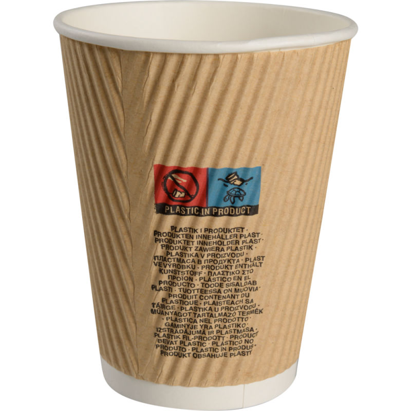 Ripple Wrap Kaffebæger pap med PE-belægning 40cl brun