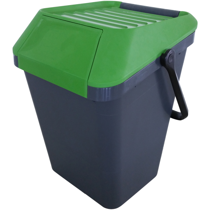 EasyMax stabelbar affaldsspand 45 liter grå med grønt låg